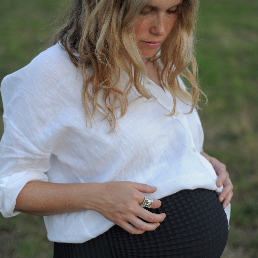 Pregnant women wearing Petit Pli Adult Maternity Bottoms