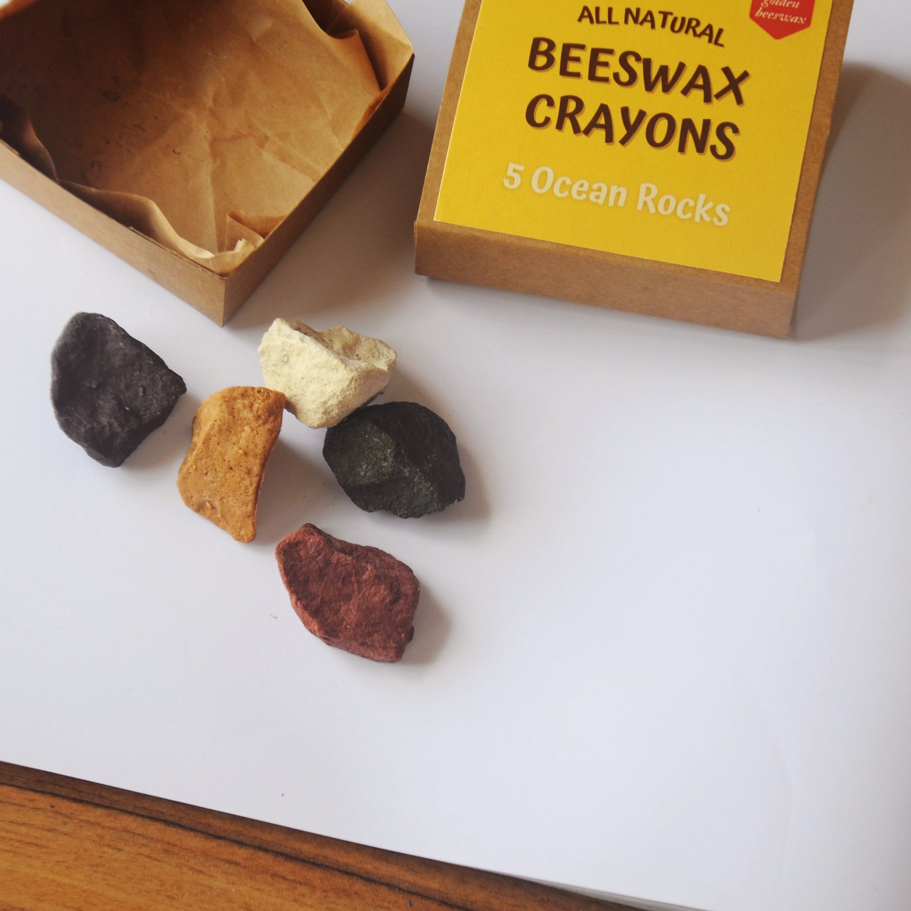 All Natural Textured Beeswax Ocean Rock Crayons | Set of 5