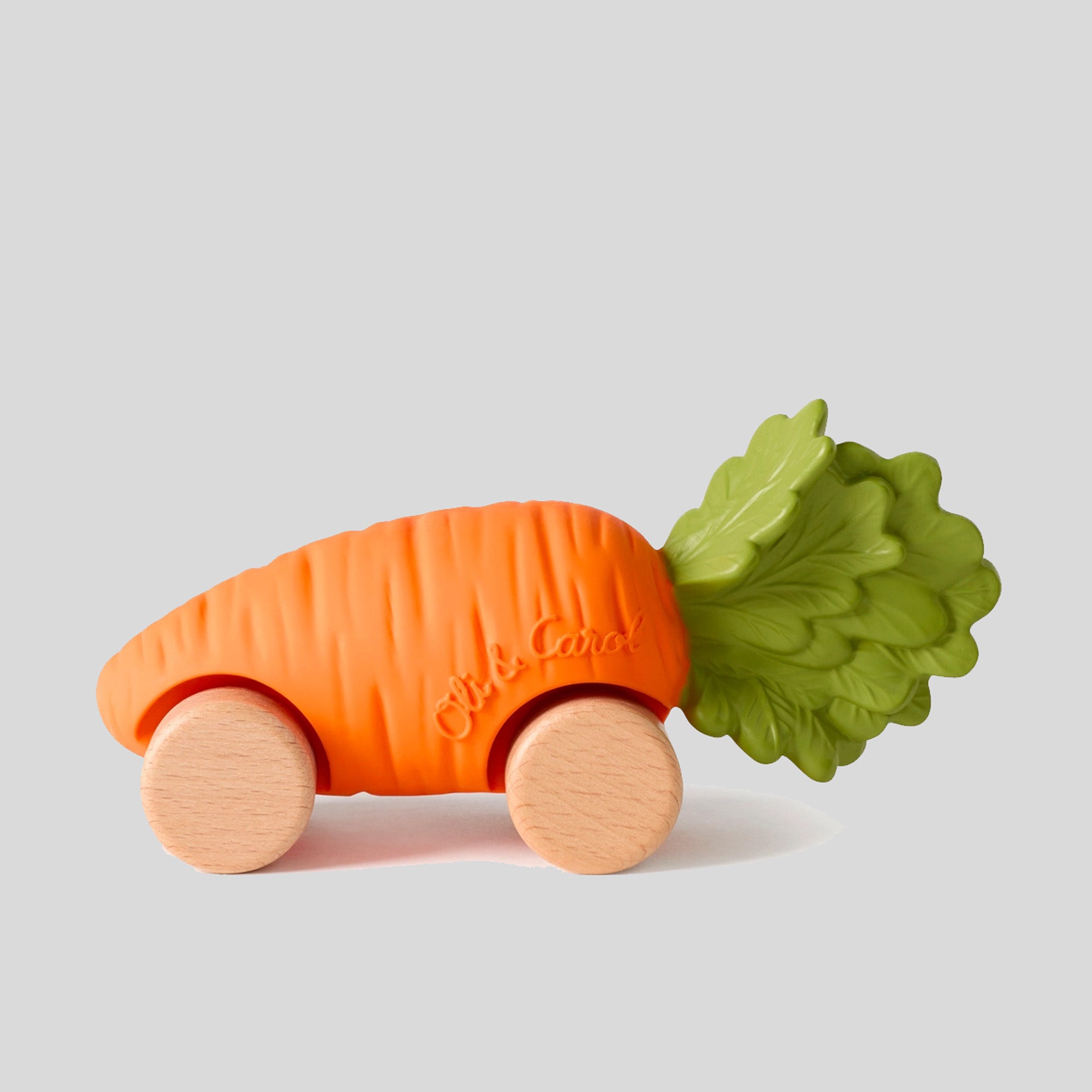 Green Baby Car - Natural Rubber Push Along Oli&Carol