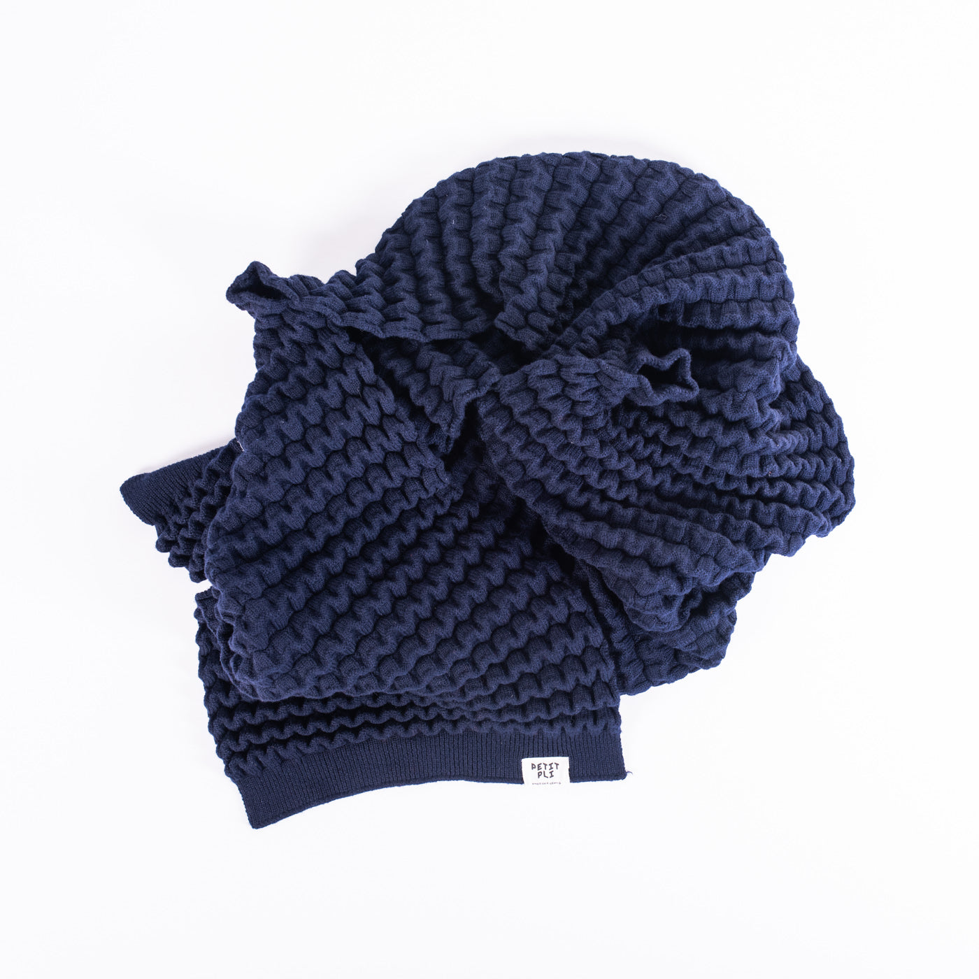 Merino knot-tile scarf in Midnight Matter