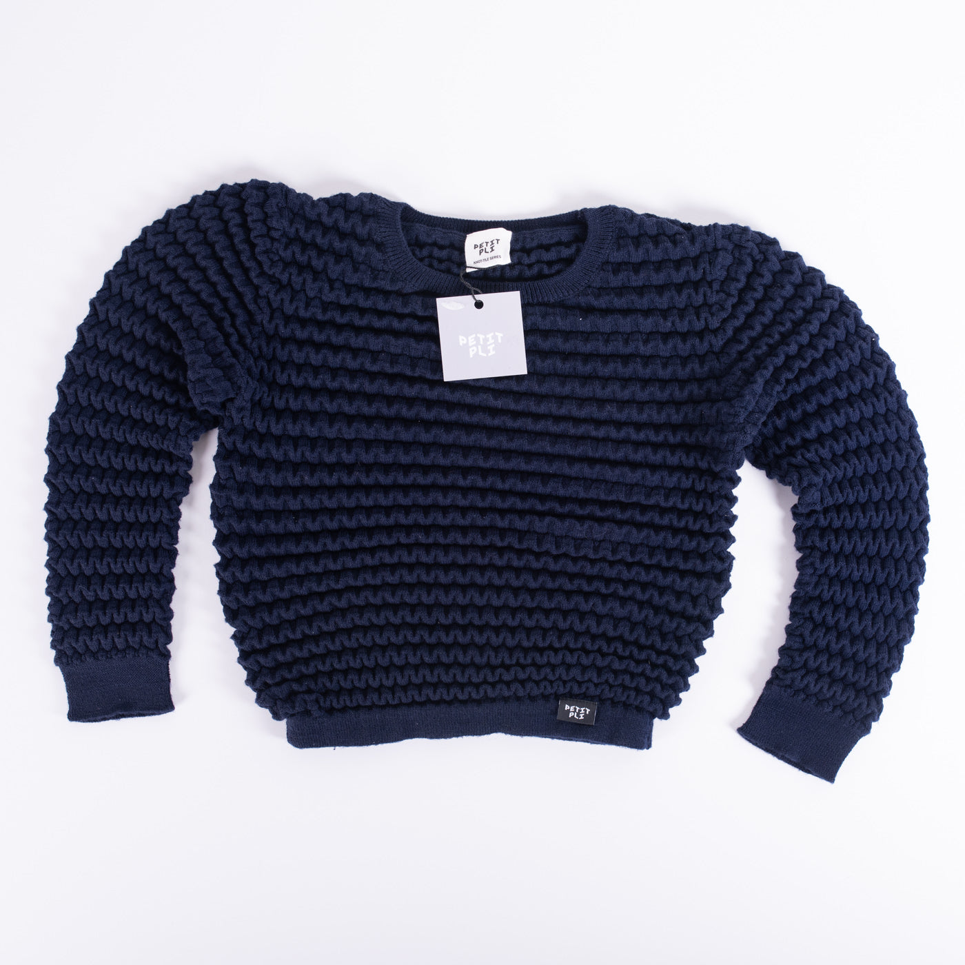 Midnight Matter knot-tile merino jumper, front