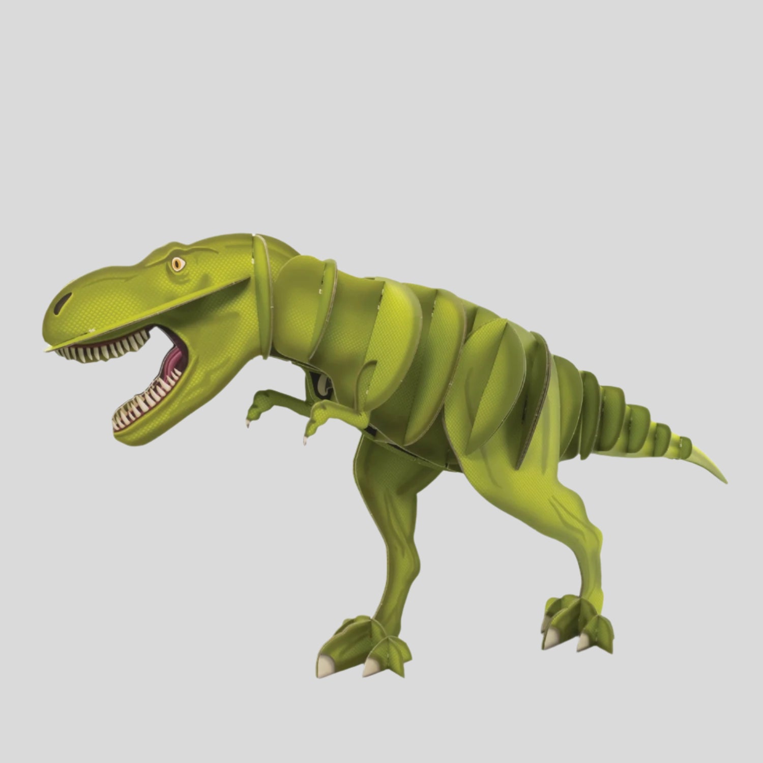 Green dinosaur toy on a white background