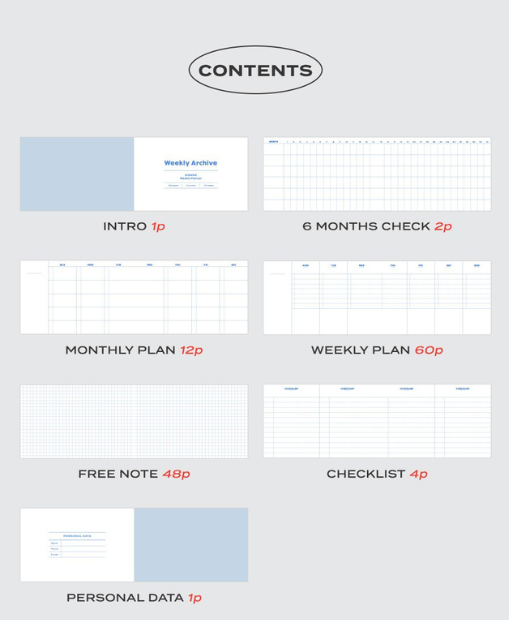 Iconic Undated Weekly Archive Planner