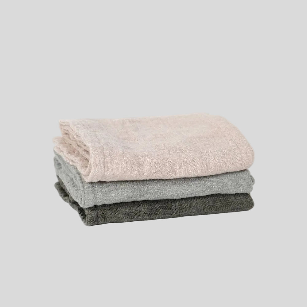 Muslin Wash Cloths Moss, Sage and Oat