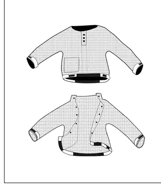 Childrenswear tops measuring guide: 1 length, 2 waist, 3 shoulder to waist