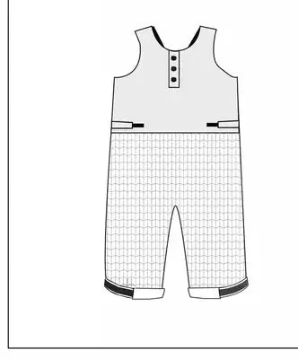 Dungarees measuring guide: 1 chest, 2 waist to leg
